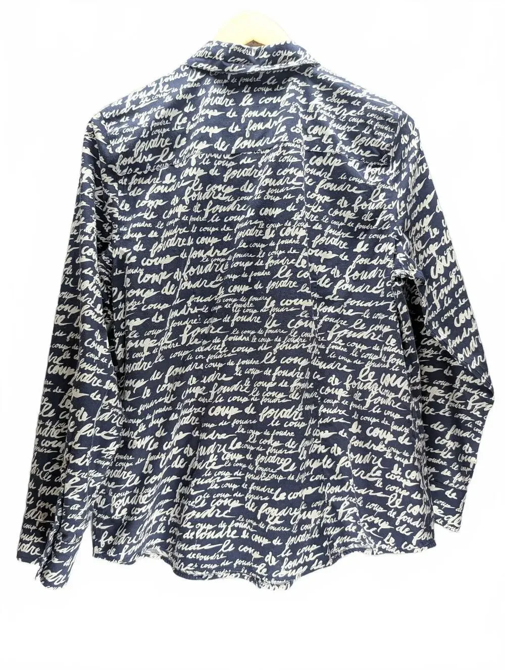 Chico's Button-Up Shirt in Navy with White Script Print 1 - Picture 4 of 5